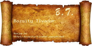 Bozsity Tivadar névjegykártya